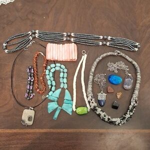 Stone Vibrant Multi-Stone Necklace Collection For Use Or For Parts. 6149